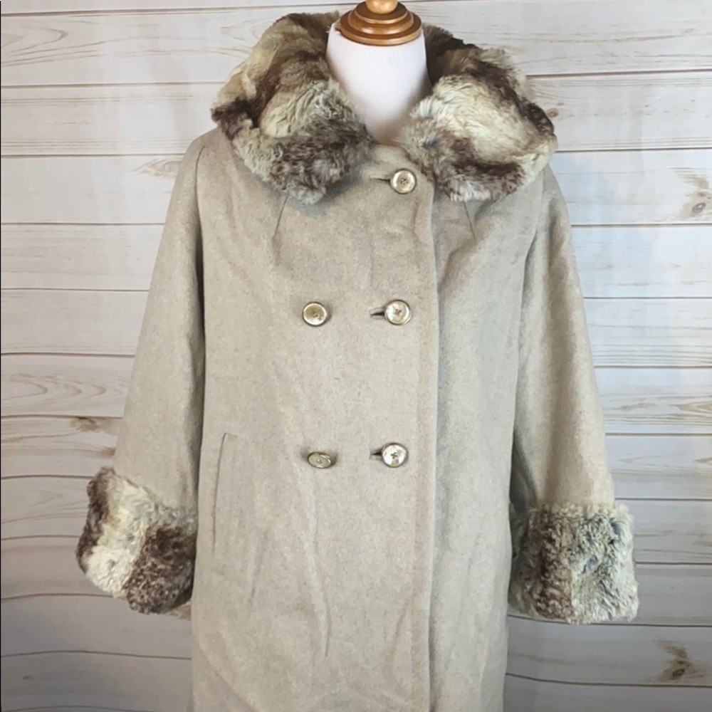 Vintage Einiger Fur Collar Pea Coat Small Medium